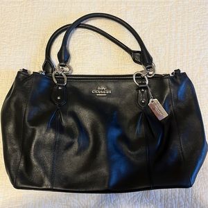Coach black leather handbag with optional crossbody